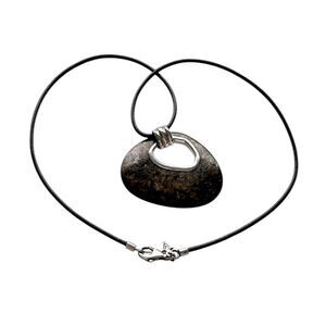 Silpada N2014 Retired Bronze Age Necklace Bronzite Leather Sterling Silver